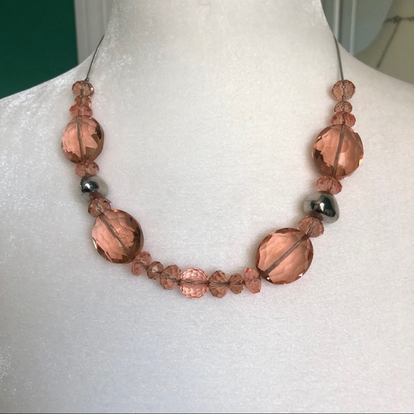 Peach crystal necklace and bracelet - Picture 3 of 5